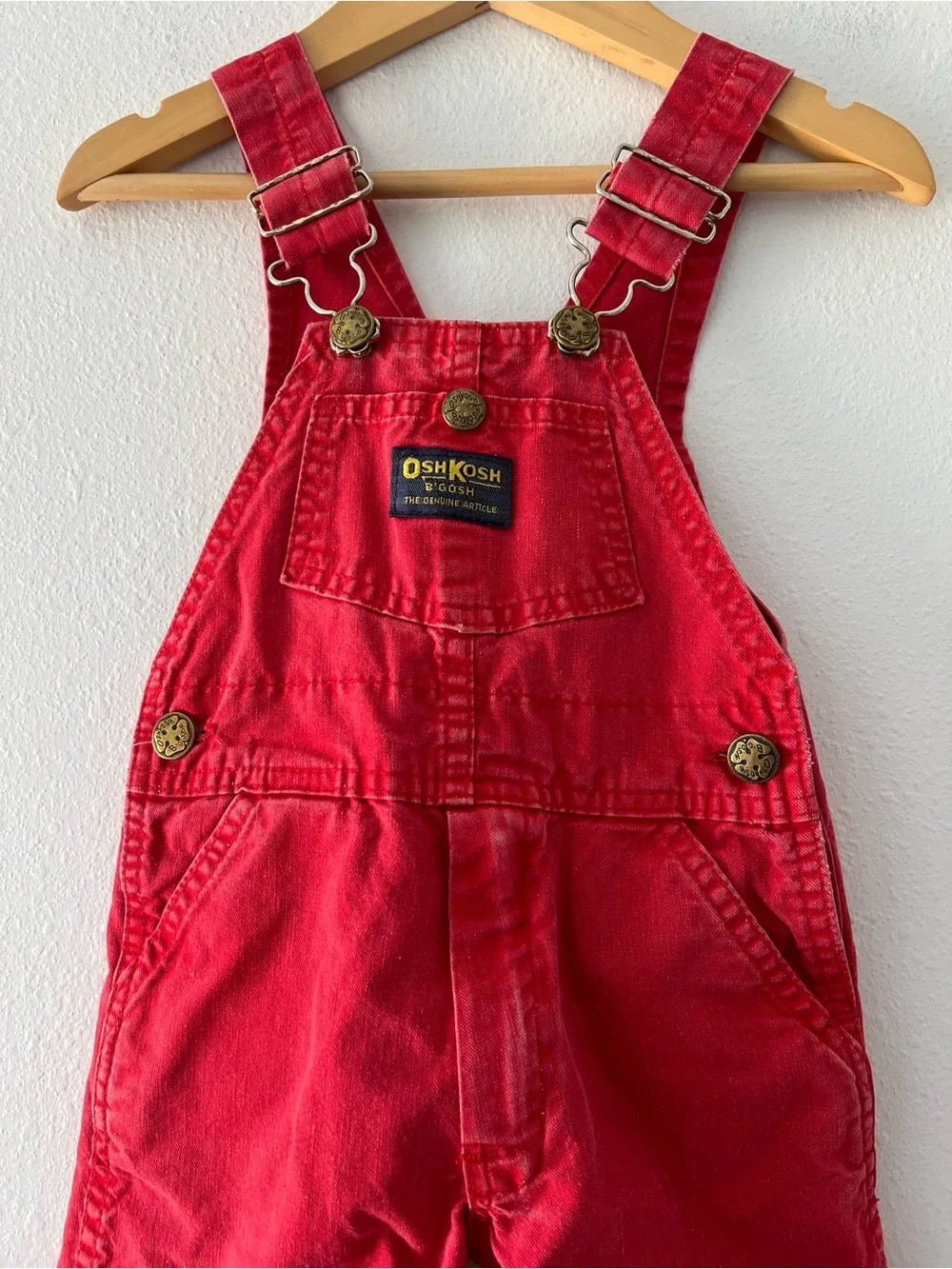 OSHKOSH | Vintage Denim Overalls Firetruck Red | 2T